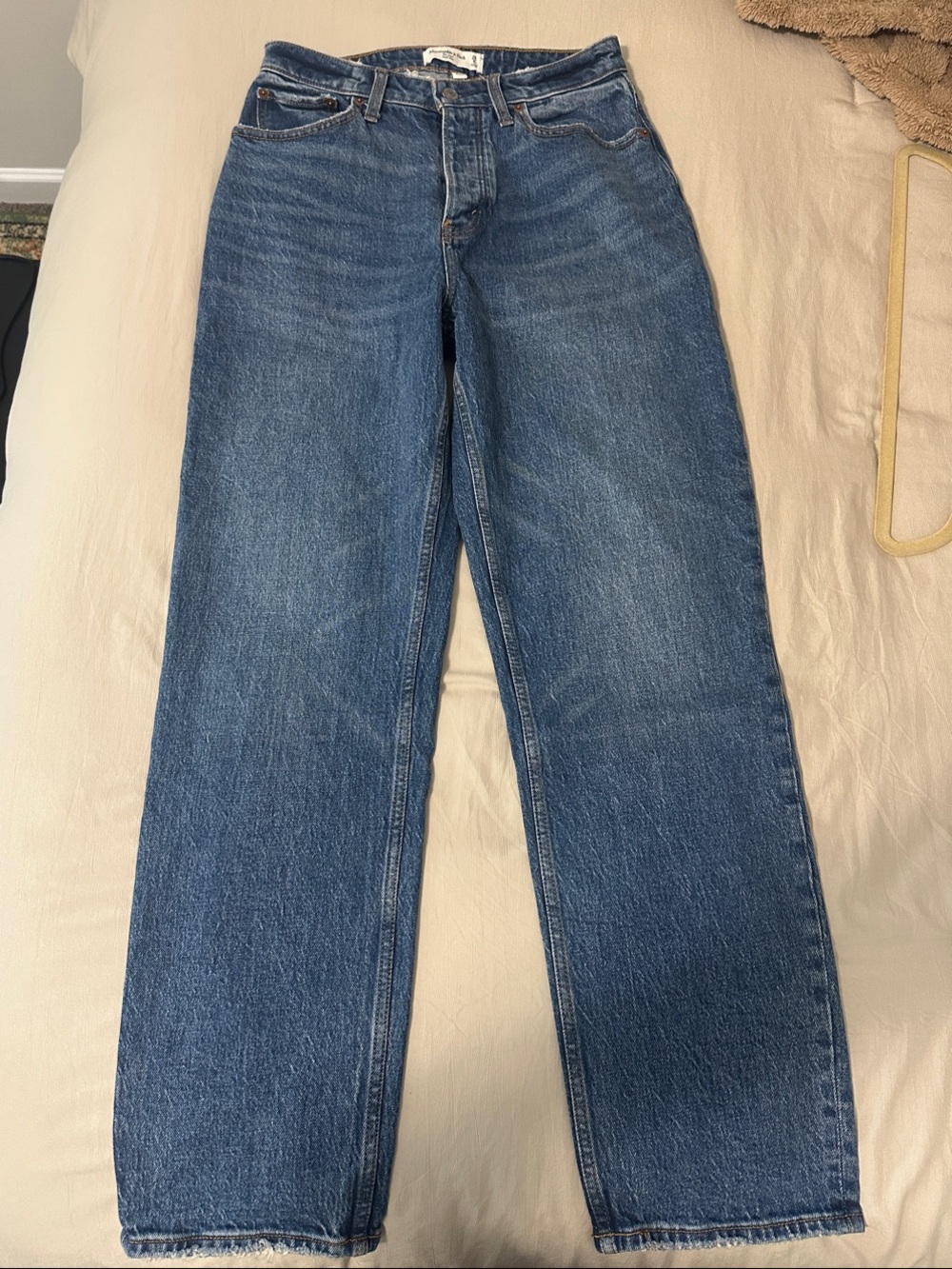 Abercrombie & Fitch Women's Straight-Leg Curve Love High Rise Dad Jeans